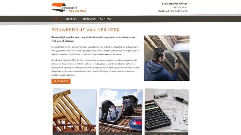 Website van Bouwbedrijf Rick van der Veer