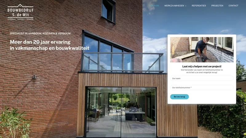 Website van Bouwbedrijf S. de Wit
