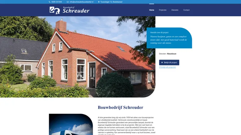 Website van Bouwbedrijf Schreuder B.V.