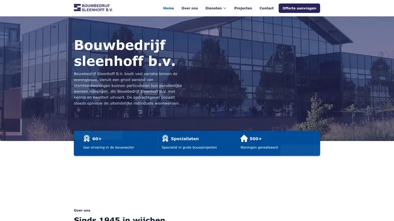 Website van Bouwbedrijf Sleenhoff