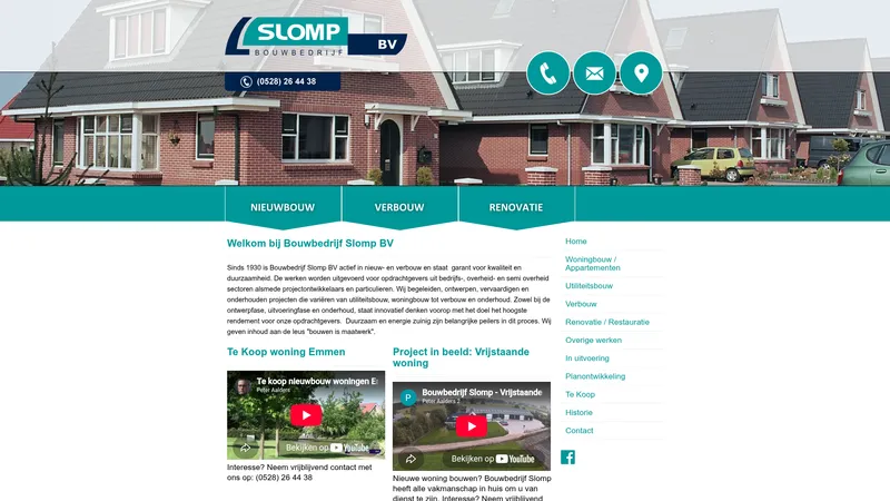 Website van Bouwbedrijf Slomp B.V.