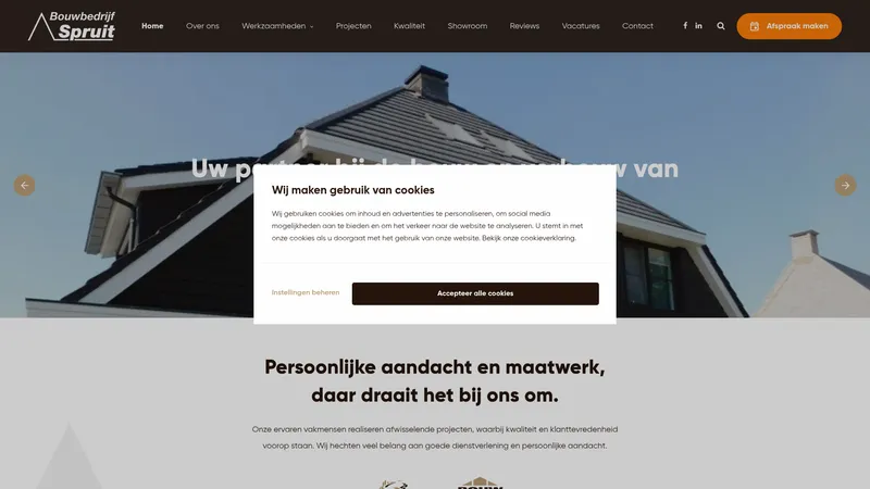 Website van Bouwbedrijf Spruit bv