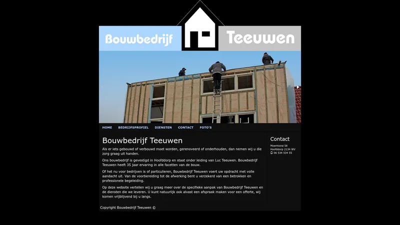 Website van Bouwbedrijf Teeuwen
