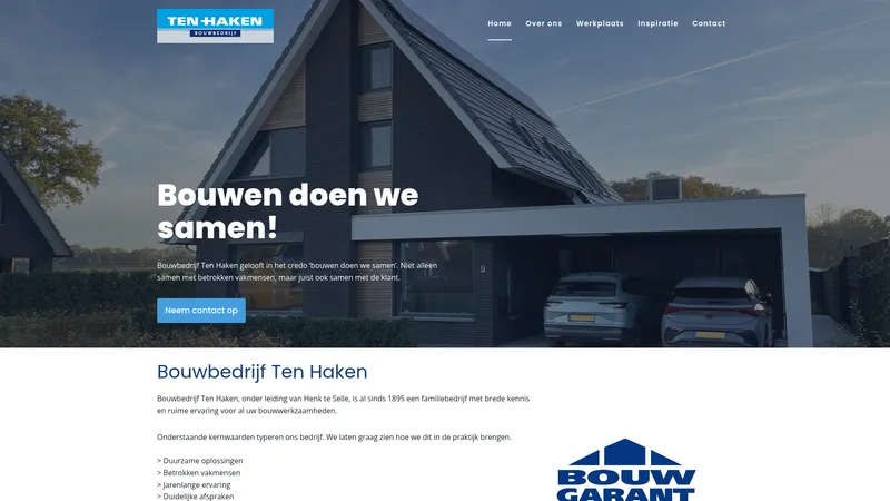 Website van Bouwbedrijf Ten Haken b.v