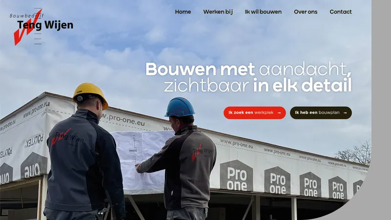 Website van Bouwbedrijf Teng Wijen B.V.