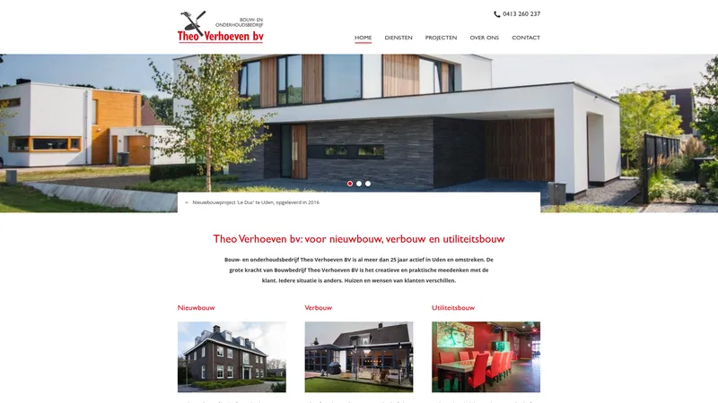 Website van bouwbedrijf Theo Verhoeven bv