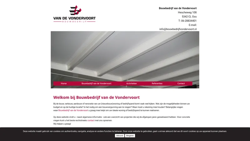 Website van Bouwbedrijf Van de Vondervoort