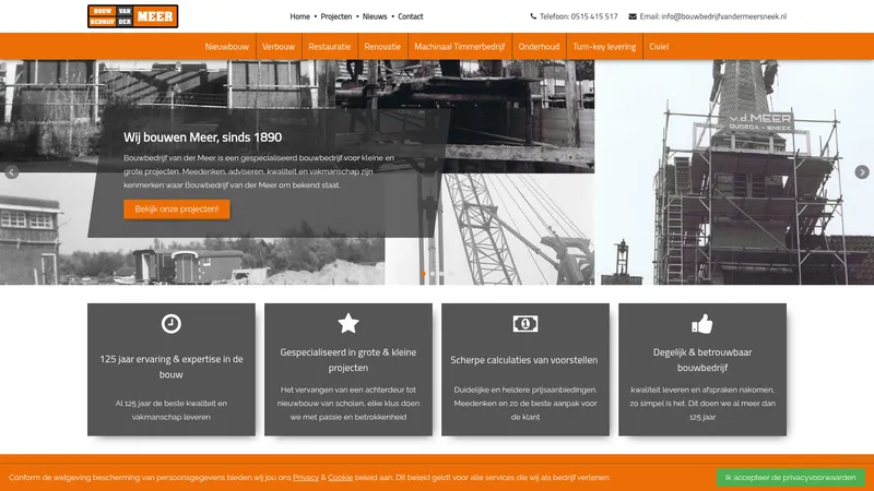 Website van Bouwbedrijf van der Meer