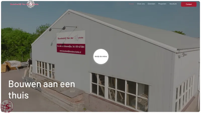 Website van Bouwbedrijf van der Schelde