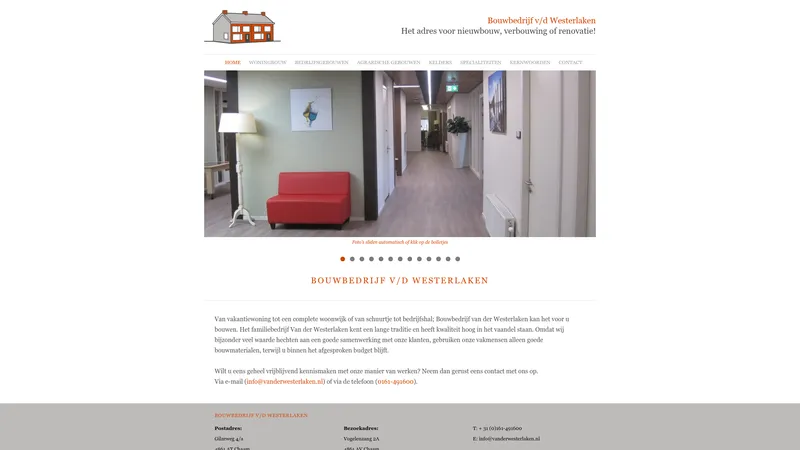 Website van Bouwbedrijf Van der Westerlaken