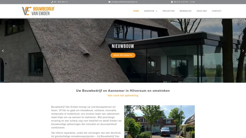 Website van Bouwbedrijf van Emden