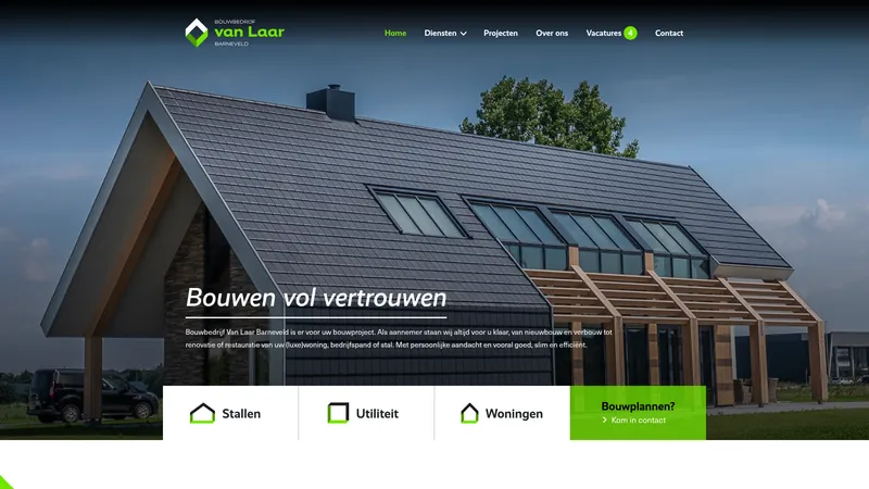 Website van Bouwbedrijf Van Laar Barneveld