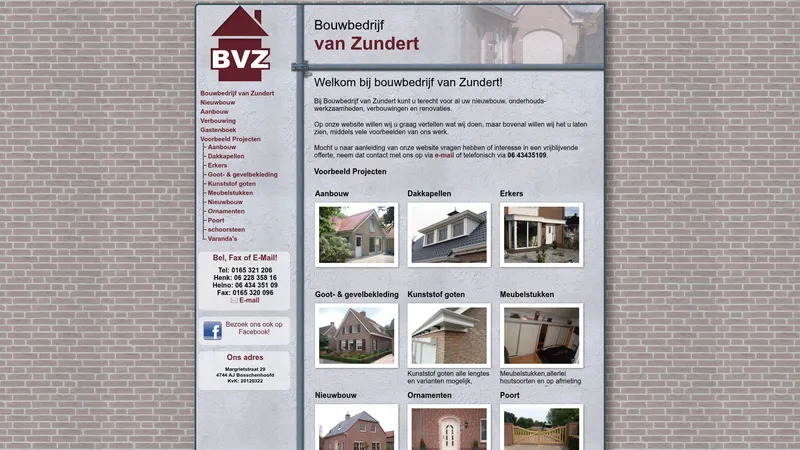 Website van Bouwbedrijf van Zundert