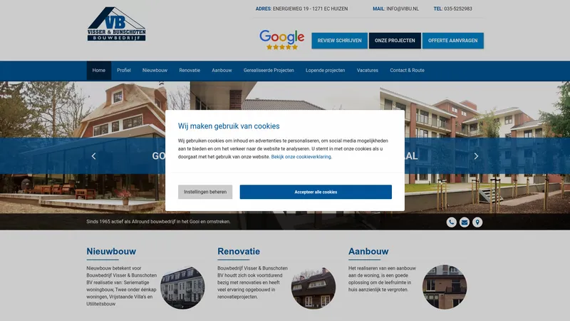 Website van Bouwbedrijf Visser en Bunschoten B.V.