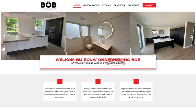 Website van Bouwonderneming Bob