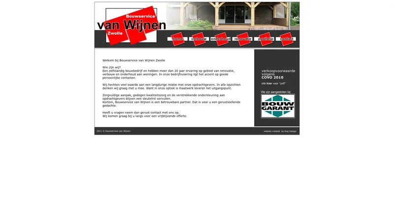 Website van Bouwservice van Wijnen Zwolle
