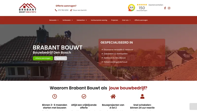 Website van Brabant Bouwt BV
