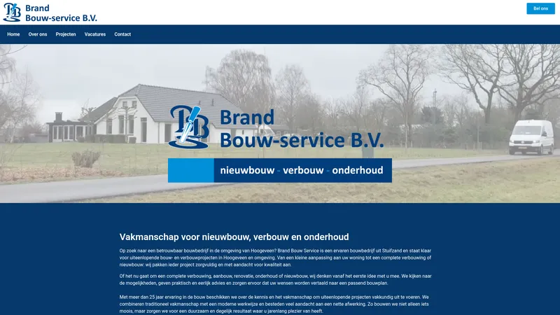 Website van Brand Bouwservice