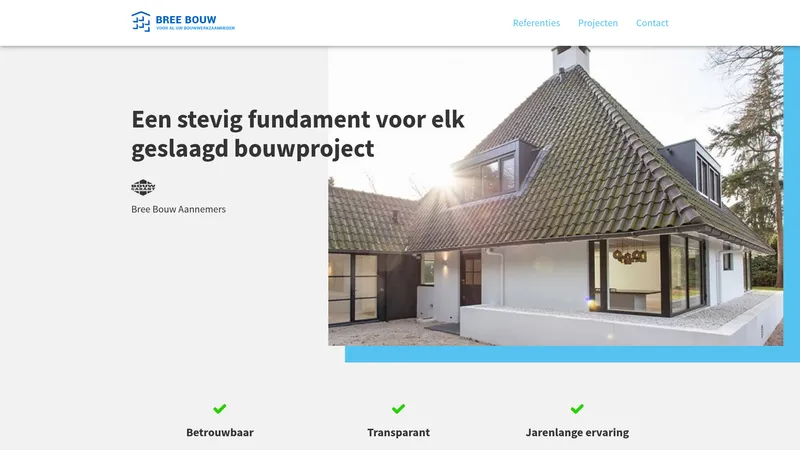 Website van Bree Bouw B.V.