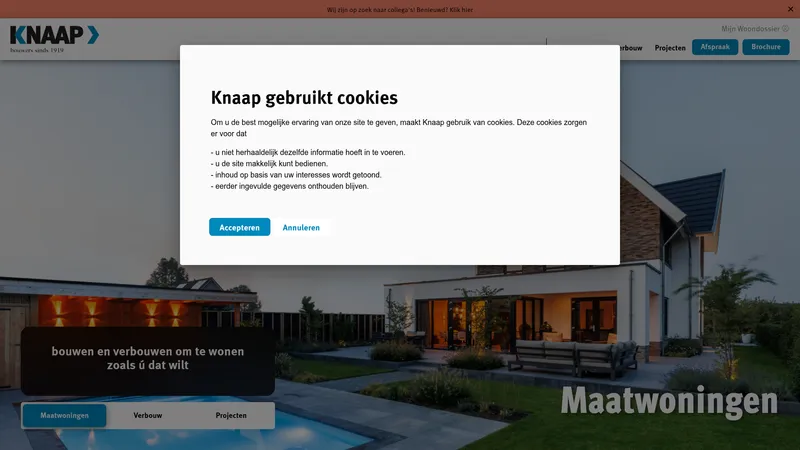 Website van BV Bouw- en Aannemingsbedrijf Arend P. van der Knaap