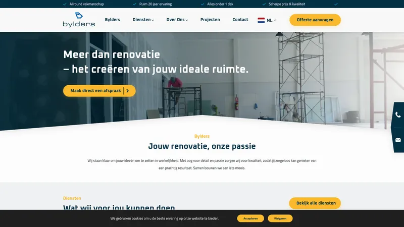 Website van Bylders Renovatie en Bouwbedrijf B.V.
