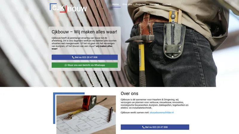 Website van CJK Bouw Haarlem