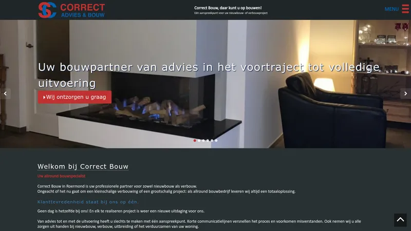 Website van Correct Bouw & Afbouw BV