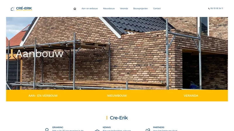 Website van Cré-Erik Bouw & Onderhoud
