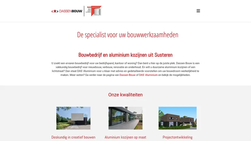 Website van Dassen Bouw