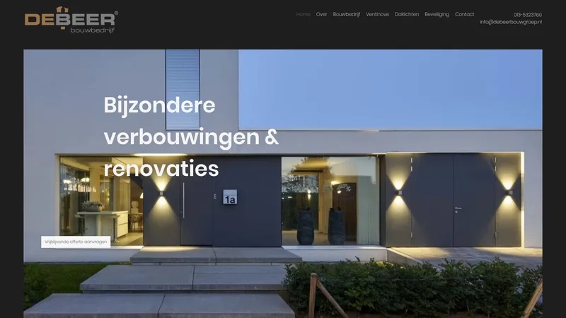 Website van DE BEER bouwbedrijf