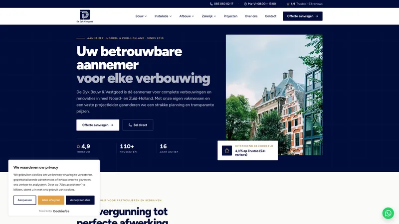 Website van De Dyk Bouw & Vastgoed B.V.