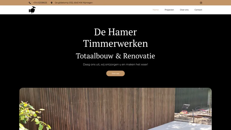 Website van De Hamer Timmerwerken