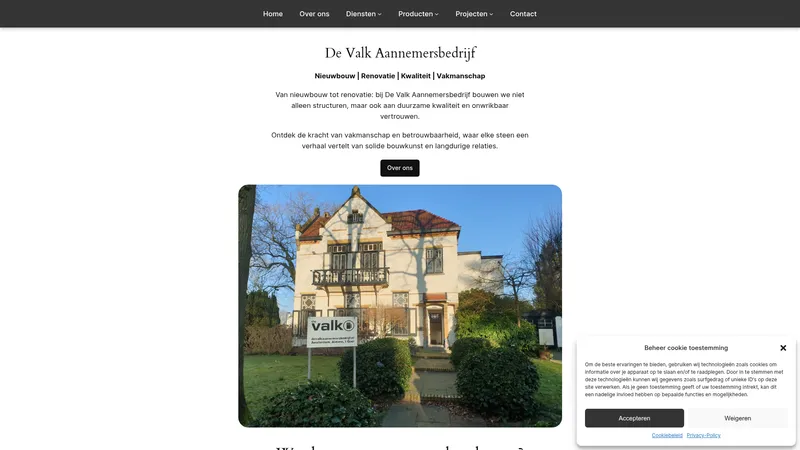 Website van De Valk Timmer- & Aannemersbedrijf