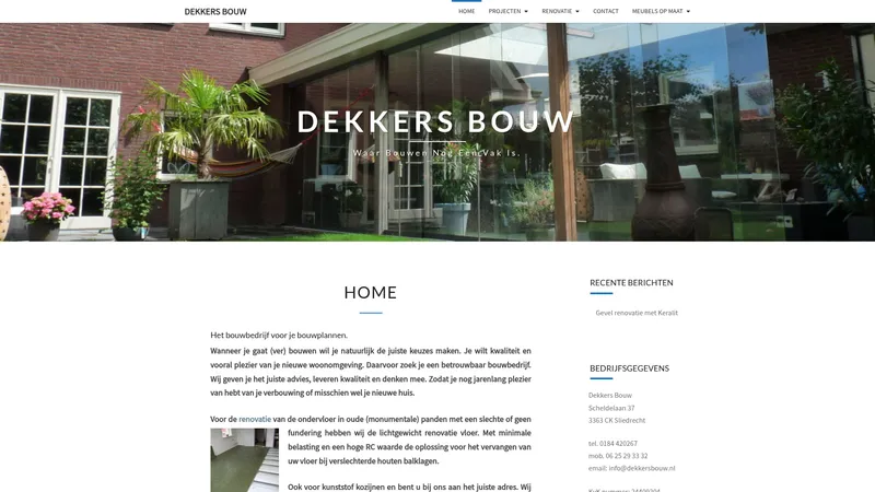 Website van Dekkers Bouw