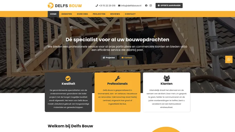 Website van Delfs Bouw
