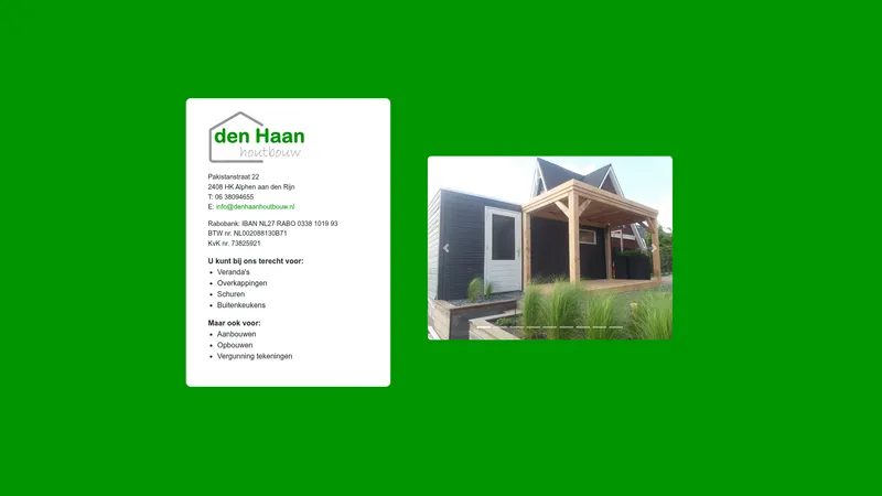 Website van Den Haan Houtbouw
