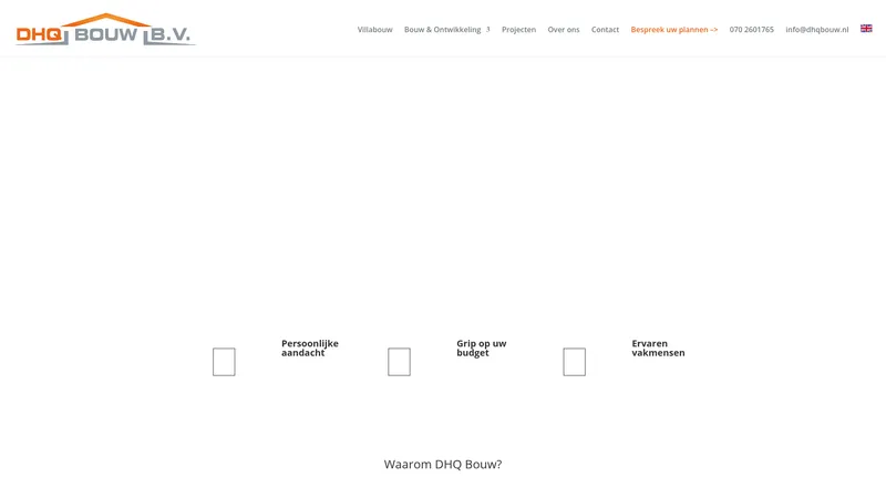 Website van DHQ Bouw B.V.
