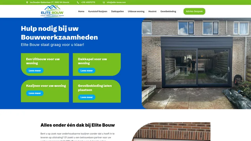 Website van Elite Bouw