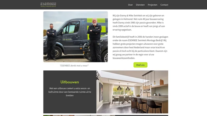 Website van ESEMBEE Swinkels Montage Bedrijf Helmond