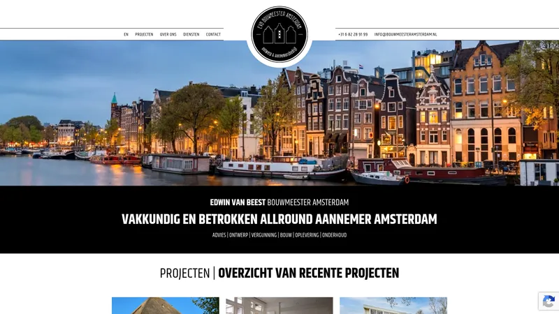 Website van EVB Bouwmeester Amsterdam