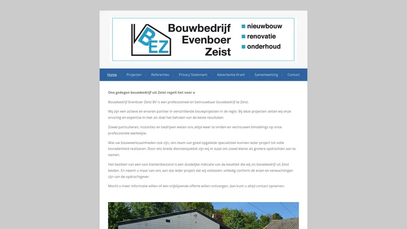 Website van Evenboer Zeist BV