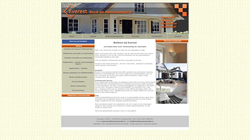 Website van Everest Bouw- en Renovatiebedrijf