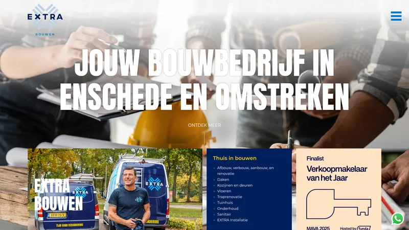 Website van EXTRA Bouwen