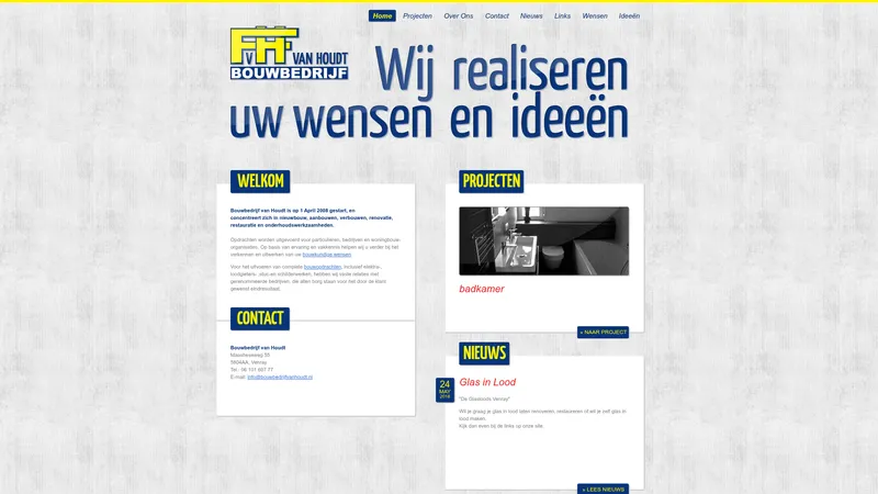 Website van F. van Houdt bouwbedrijf