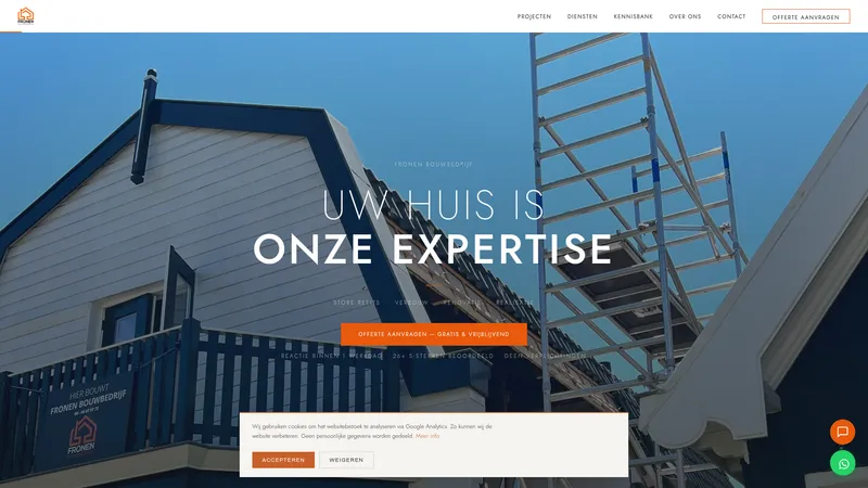 Website van Fronen bouwbedrijf