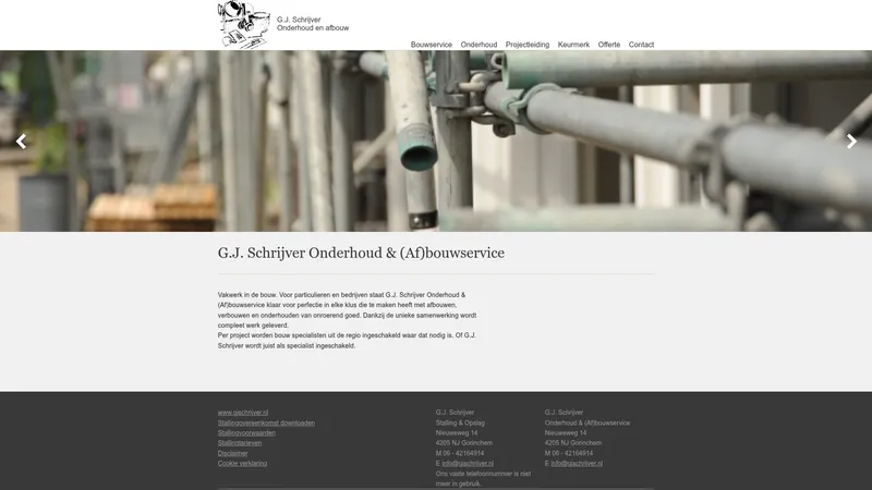 Website van G.J. Schrijver Onderhoud- en (Af)Bouwservice