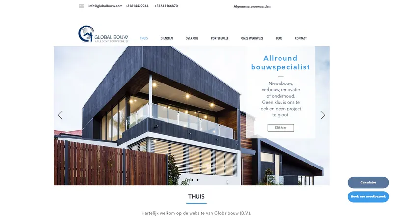 Website van Global bouw