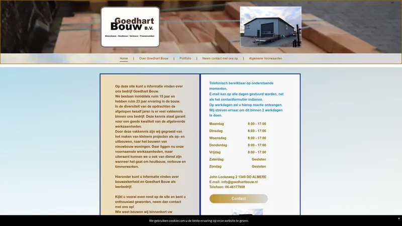 Website van Goedhart Bouw