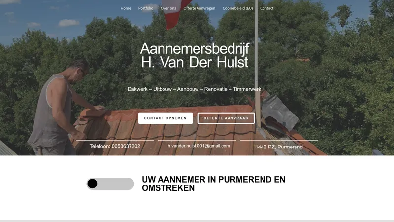Website van H. van der Hulst Aannemersbedrijf