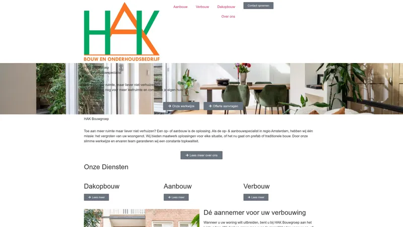 Website van HAK Bouwgroep bv